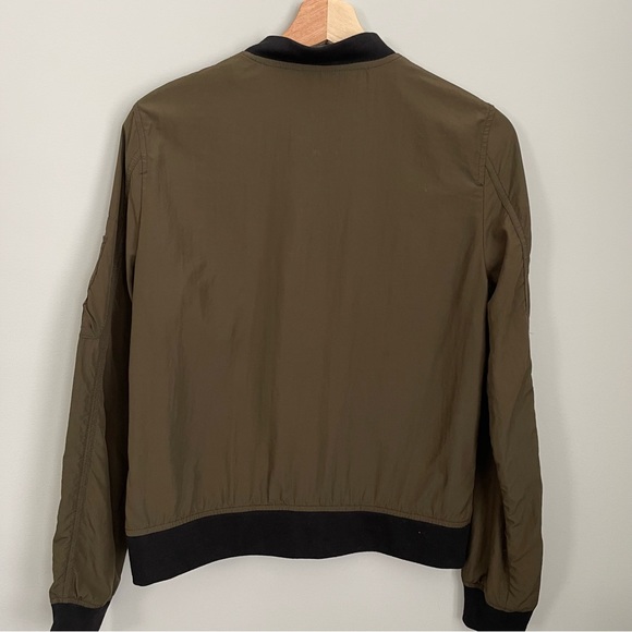 Zara Basics Olive Green Bomber Jacket Gold Zipper XS - Picture 2 of 3
